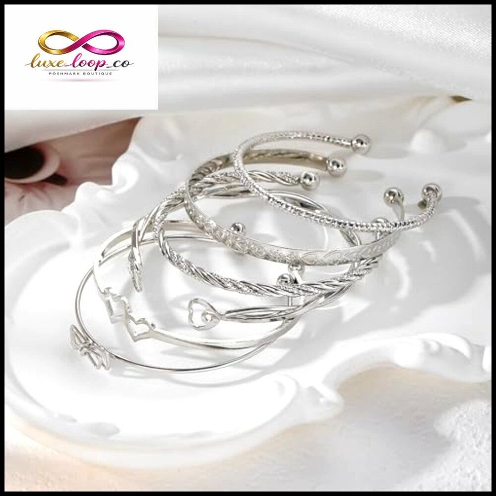 14k Gold Plated Stackable Bangle Bracelet Set, Ad… - image 5